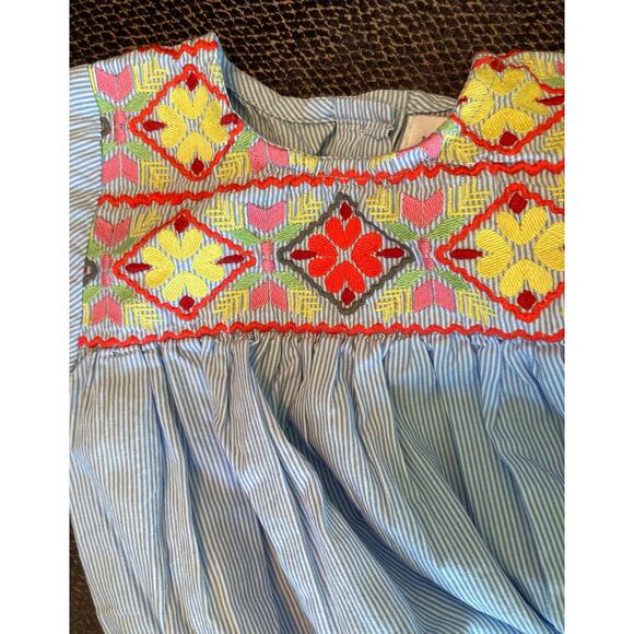 Cheeni Lysette Dress Oxacan Embroidered Striped Mi Golondria ~ Size 3T Adorable - Picture 4 of 10